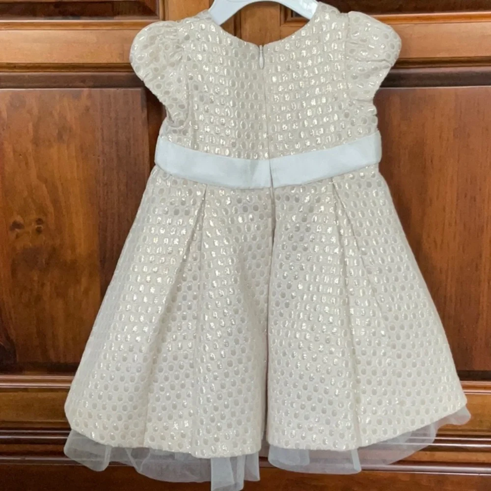 Gymboree Champagne Pleated Special Occasion Dress SZ 6-12 Month Princess Holiday
